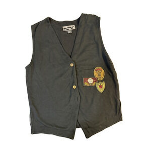 New York News Vest Mens Medium Reversible Stripe Patch Streetwear MCM Inspired